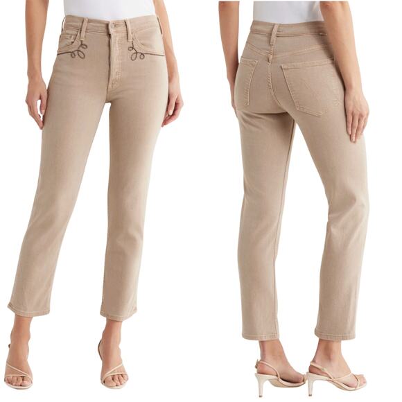 NWT Mother The Tomcat High Waist Stretch Ankle Straight Leg Jeans Tan Size:28 - Picture 1 of 9